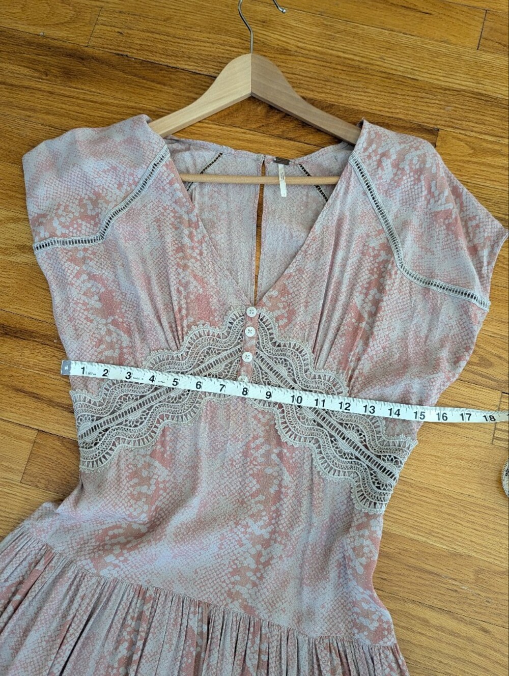 Boho Maxi Dress in Blush Pink with Lace Trim 2 - Picture 8 of 13